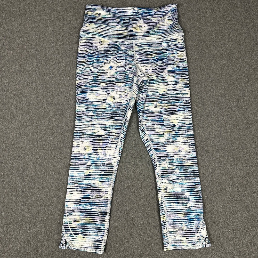 Lululemon Crop Leggings Womens 4 Multicolor Good Space Dye Strappy Ankle Cutout